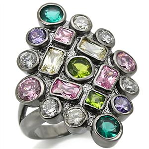 RAINBOW SWAROVSKI CRYSTAL PAVE COCKTAIL RING-6 sizes